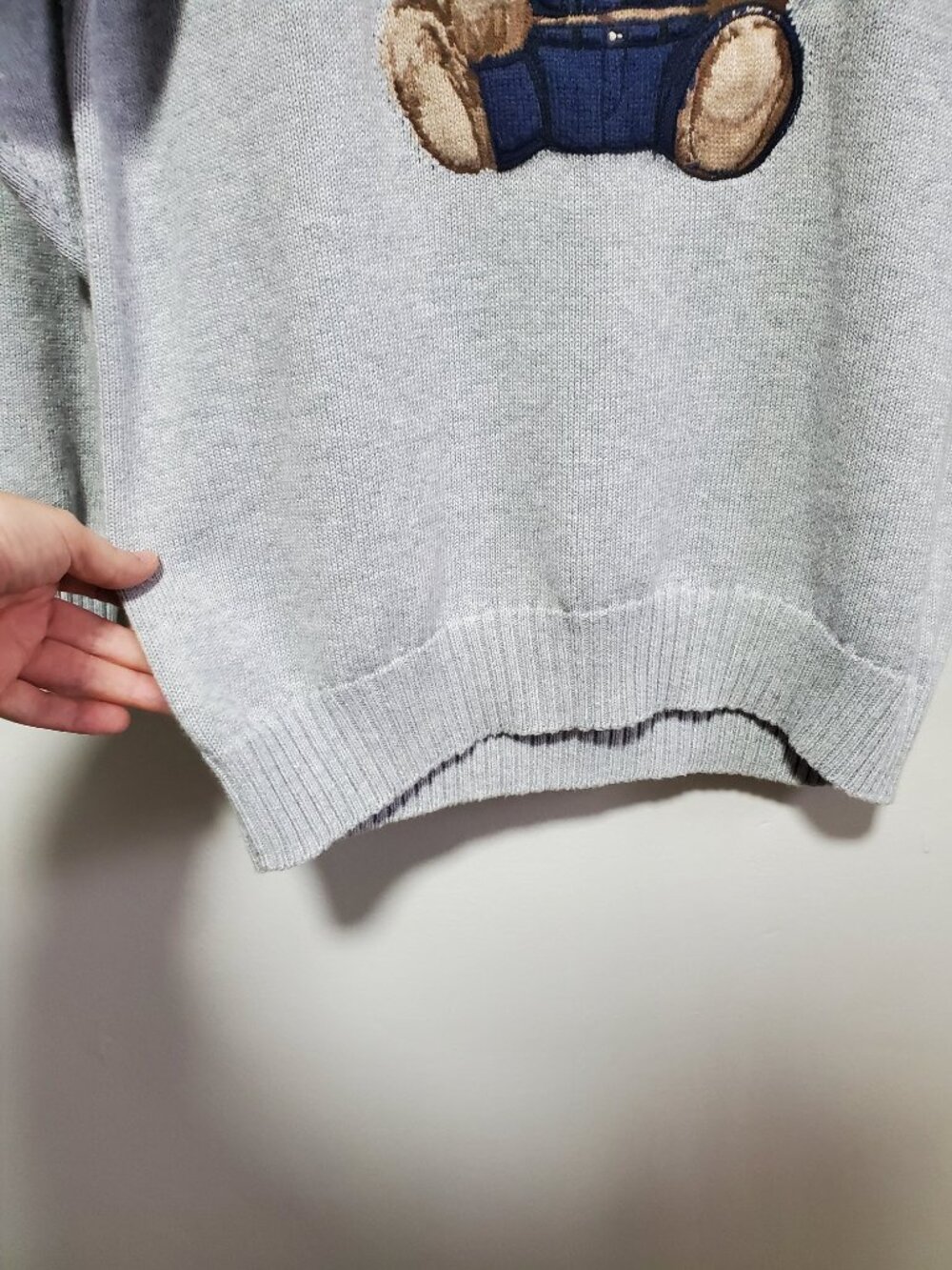 SUNDAY BEST Cotton Charm Peggy Teddy Bear Icon Sweater Grey Multi 2XS Aritzia - Picture 6 of 12